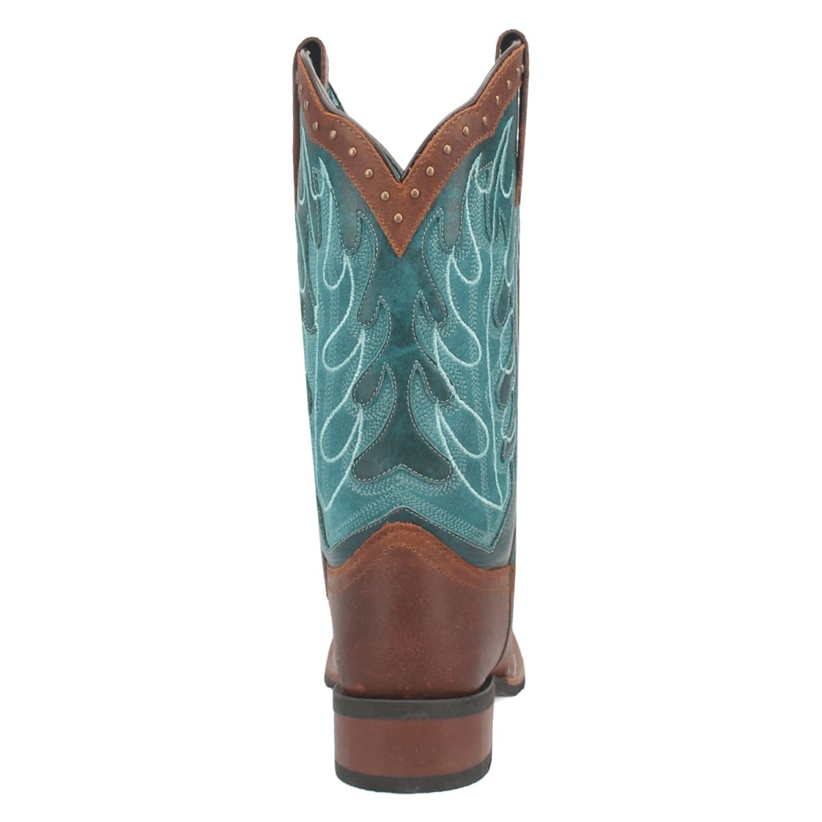 Laredo Women's Faye Broad Square Toe Leather Boots - Brown / Turquoise 3116 - 6M