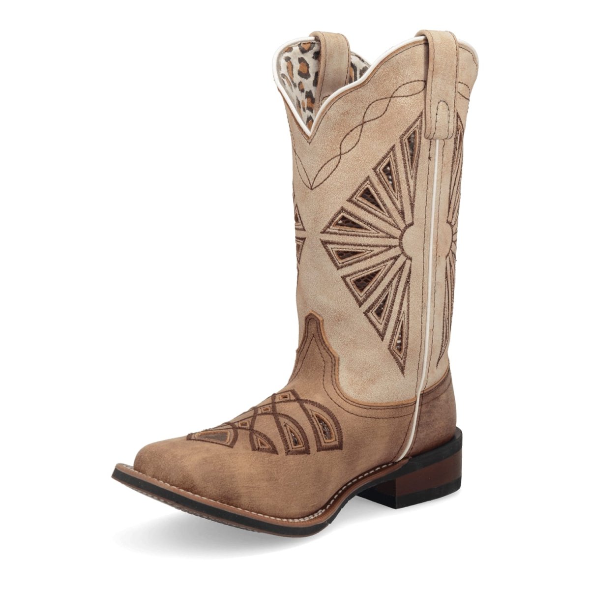Laredo Women's Kite Days Broad Square Toe Leather Boots - Brown / Bone 5821 - 6M