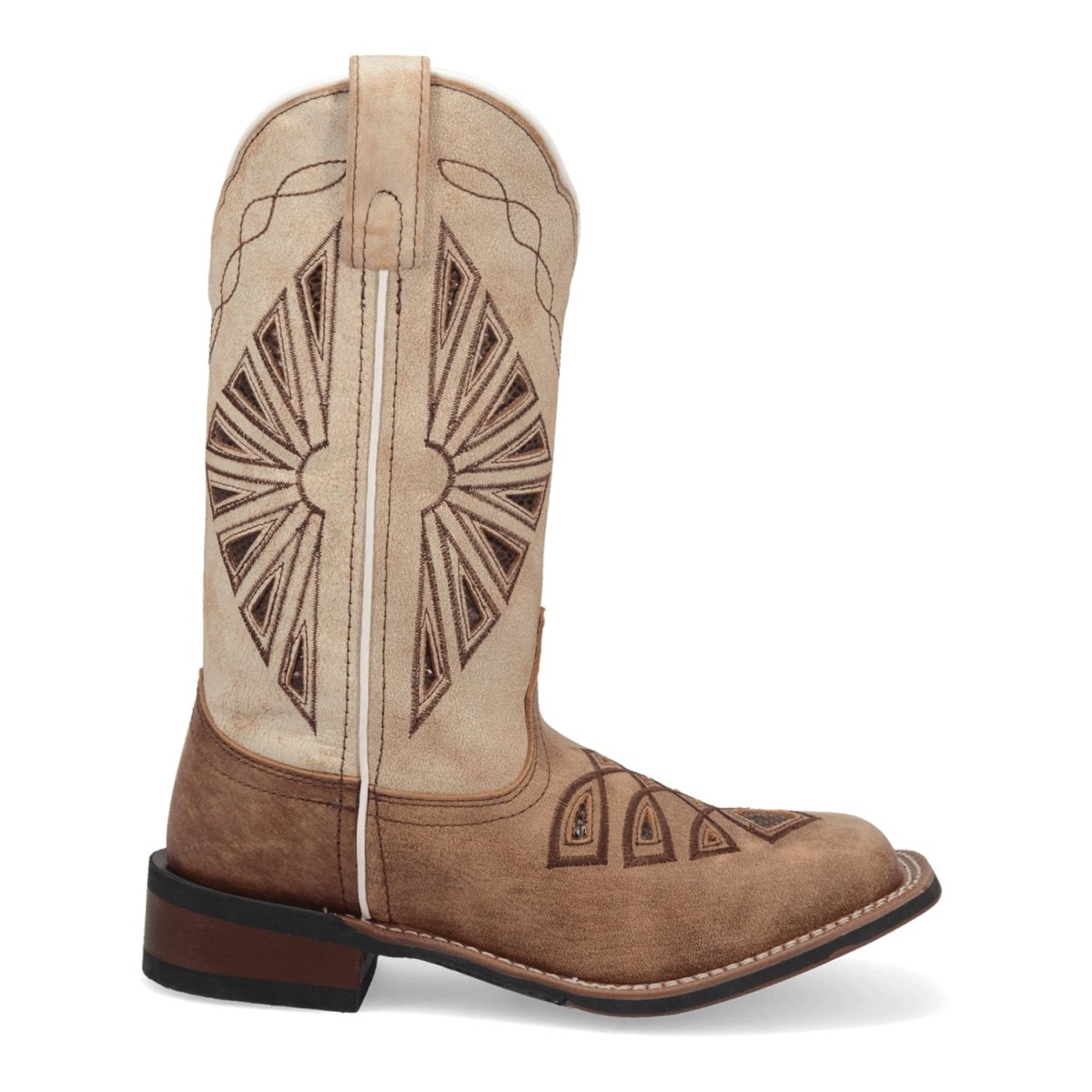 Laredo Women's Kite Days Broad Square Toe Leather Boots - Brown / Bone 5821 - 6M