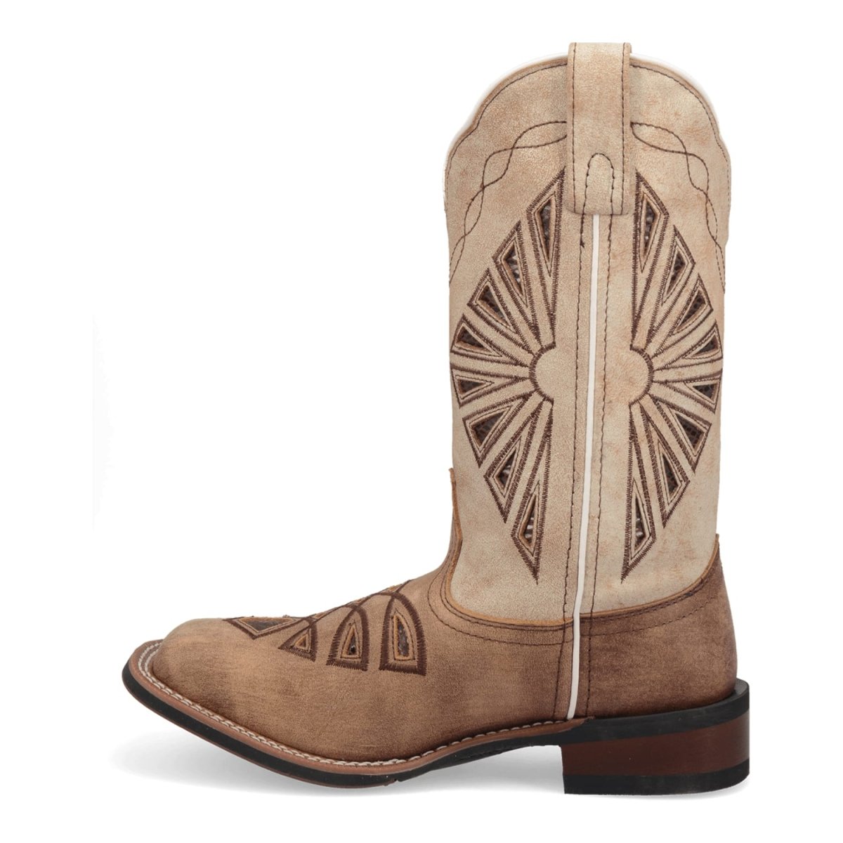 Laredo Women's Kite Days Broad Square Toe Leather Boots - Brown / Bone 5821 - 6M