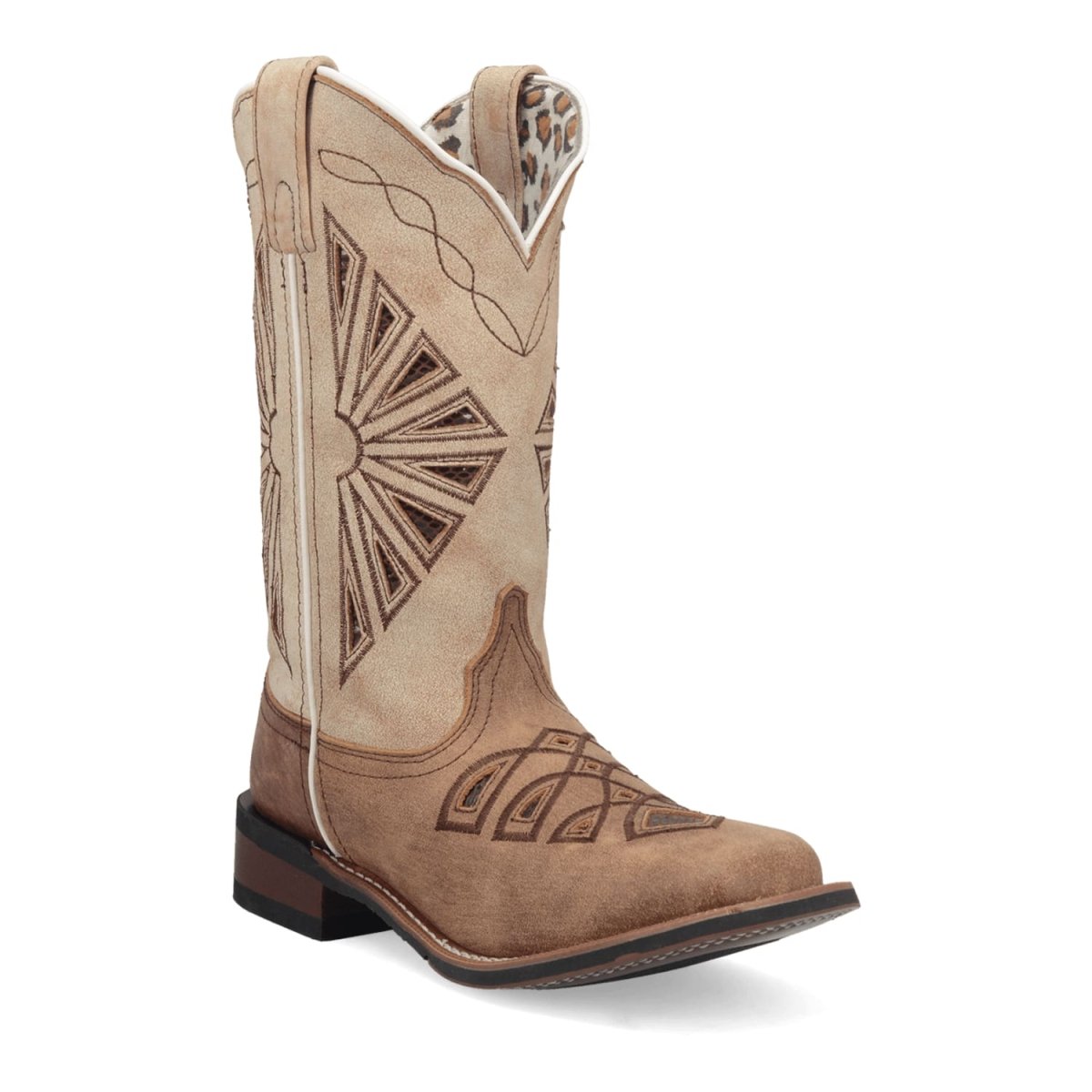 Laredo Women's Kite Days Broad Square Toe Leather Boots - Brown / Bone 5821 - 6M