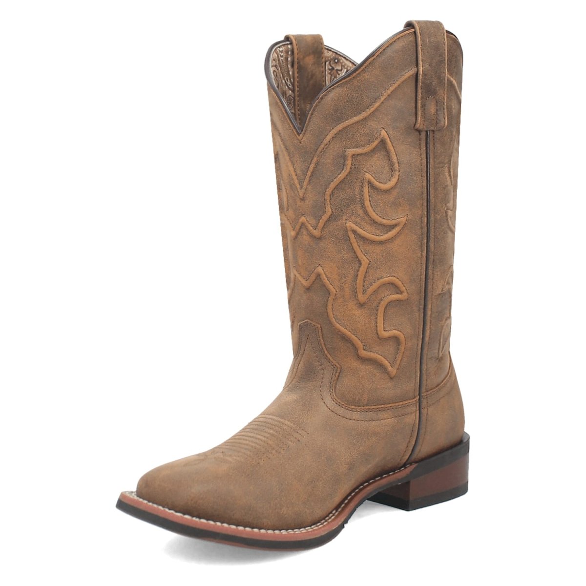 Laredo Women's Megan Broad Square Toe Leather Boots - Tan 3119 - 6M