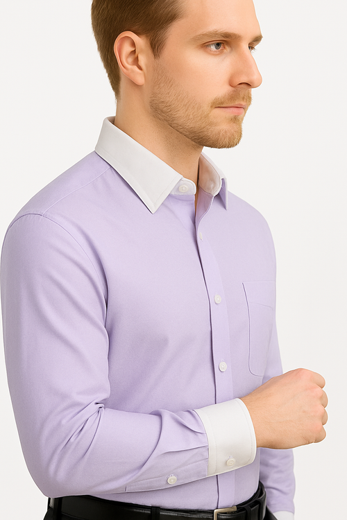 Classic Stylish Fashionable -White Collar Two Toned Contrast white collars Multi-color Men's Dress Shirt
