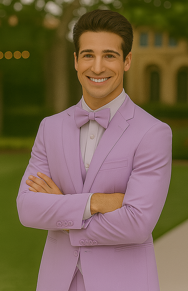Lavender Satin Tuxedo Four Piece Set - Wedding - Prom - 34R Coat - 28 Waist