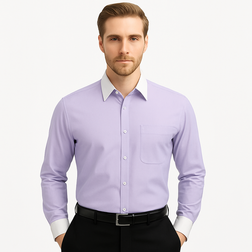 Classic Stylish Fashionable -White Collar Two Toned Contrast white collars Multi-color Men's Dress Shirt