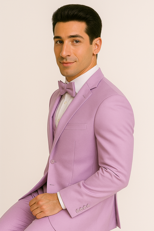 Lavender Satin Tuxedo Four Piece Set - Wedding - Prom