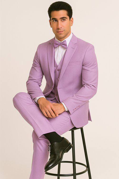 Lavender Satin Tuxedo Four Piece Set - Wedding - Prom