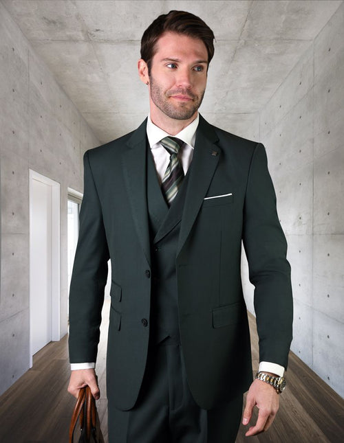 Statement Men's Wool Suit 3 Piece, 100% Solid Color