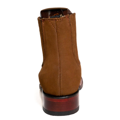 Los Altos Men's Boot Wide Square Toe Nobuck Chedron Leather Sole - Nobuck Chedron