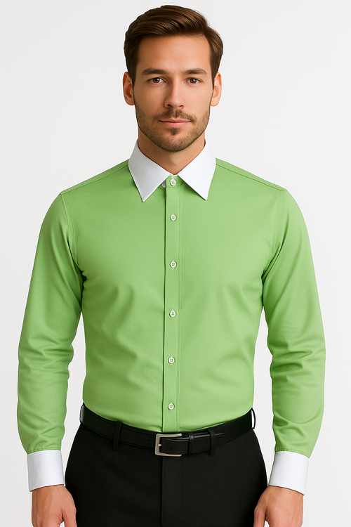 Classic Stylish Fashionable -White Collar Two Toned Contrast white collars Multi-color Men's Dress Shirt