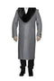Removable Ankle length Fur Collar Full Length Gray Wool Herringbone ~ Overcoat 1920s 1940s men's Fashion Vintage Style - Mens Topcoat