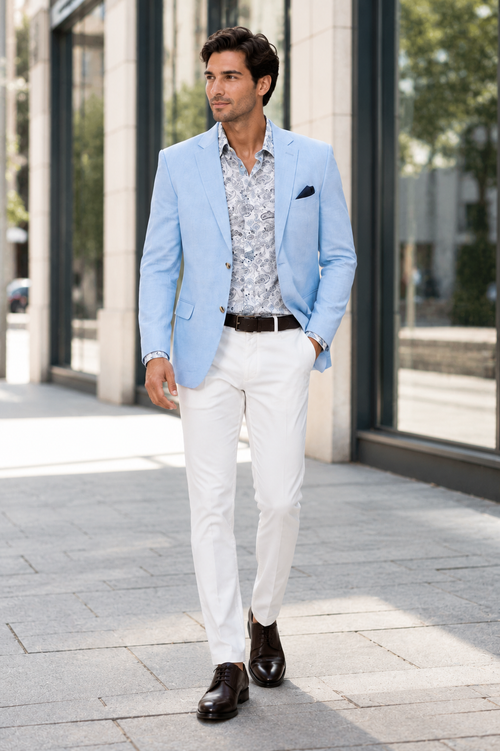 Linen Blazer - Light Blue Linen Sportcoat