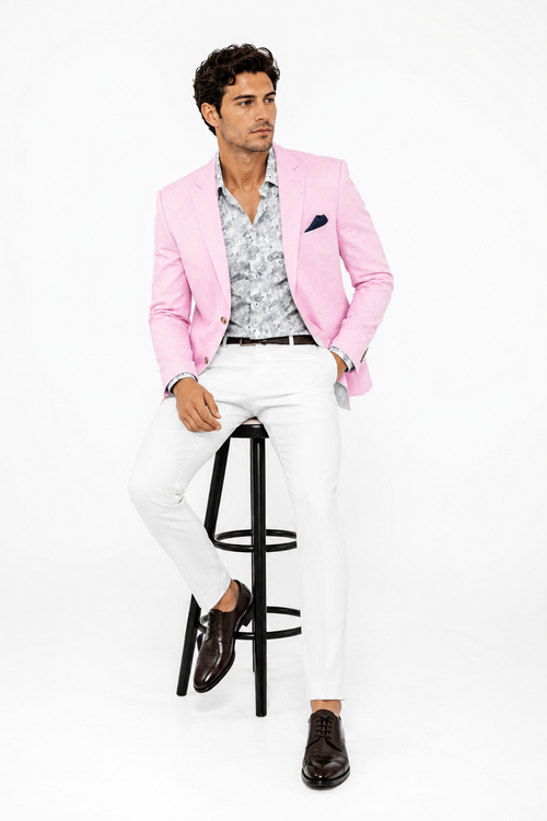 Linen Blazer - Pink Linen Sportcoat