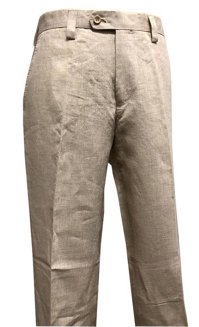Linen Pants for Men Beige Tan Flat Front P3116-06
