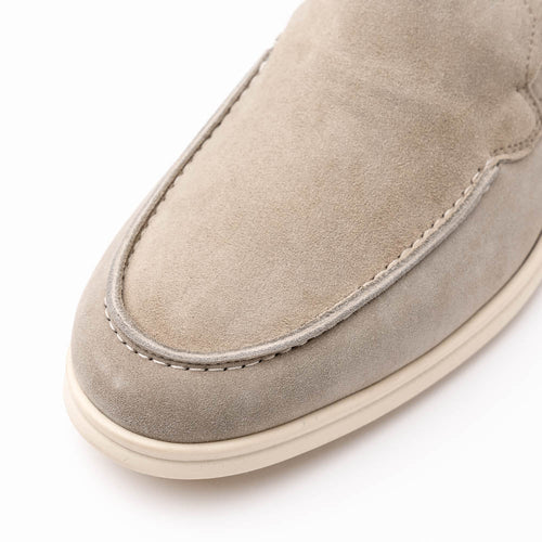 Zelli Livorno Sueded Italian Goatskin Casual Slip-On Loafer in Bone
