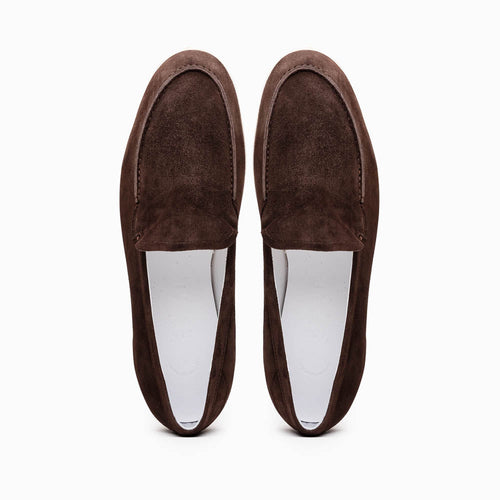 Zelli Livorno Sueded Italian Goatskin Slip-On Loafers in Brown