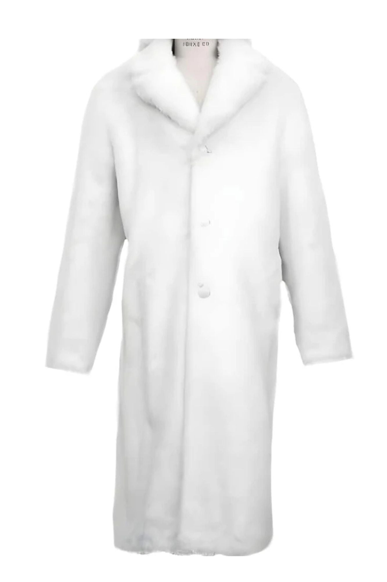 Long Top Coat Full length Coat White - Faux Fur Overcoat - Coat Size 38