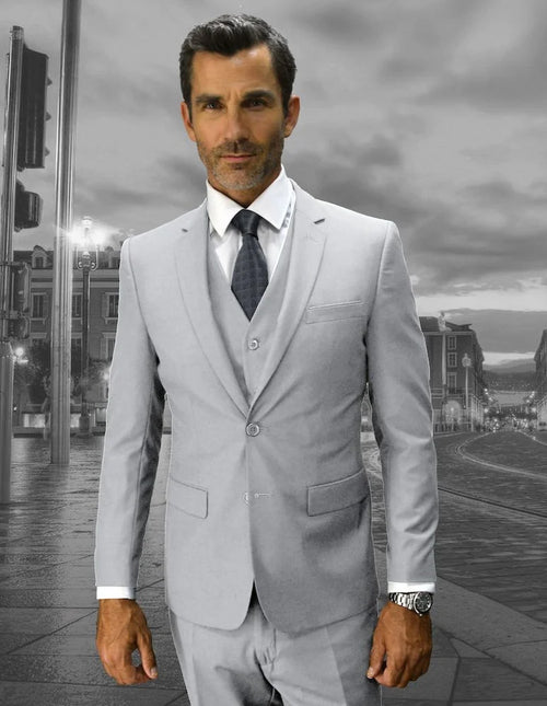 Men's 3 Piece Wool Blend Slim Fit Suit Solid Colors Stylish