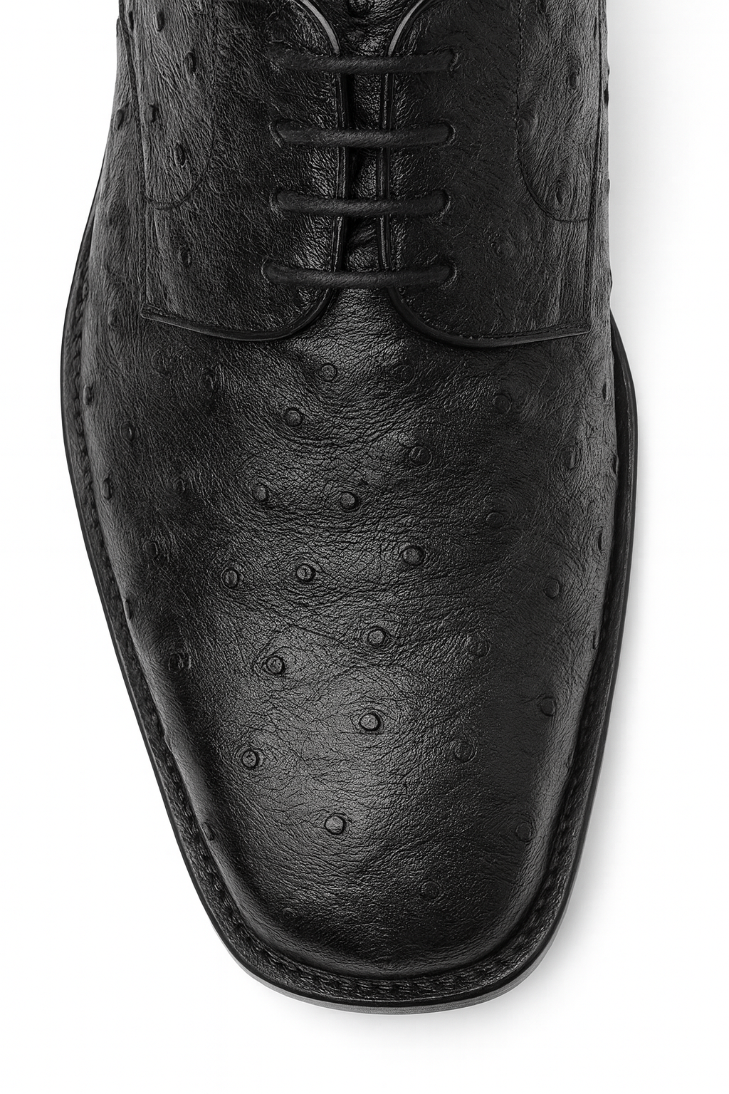 Los Altos Black Full Quill Ostrich Bicycle Toe Men's Lace Up Shoes - 8