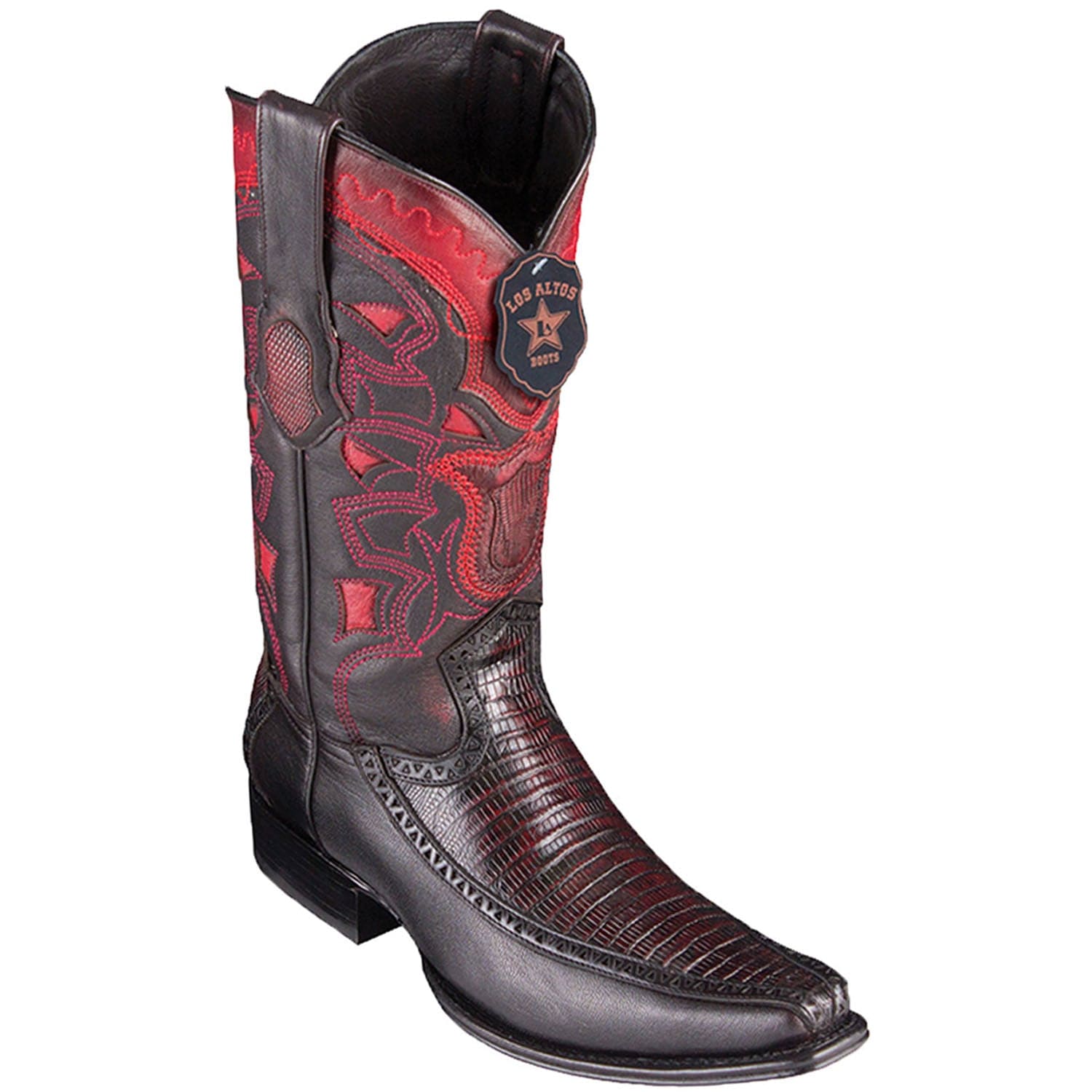Men's Los Altos Lizard and Deer Skin European Square Toe Boots 76F07 - 6