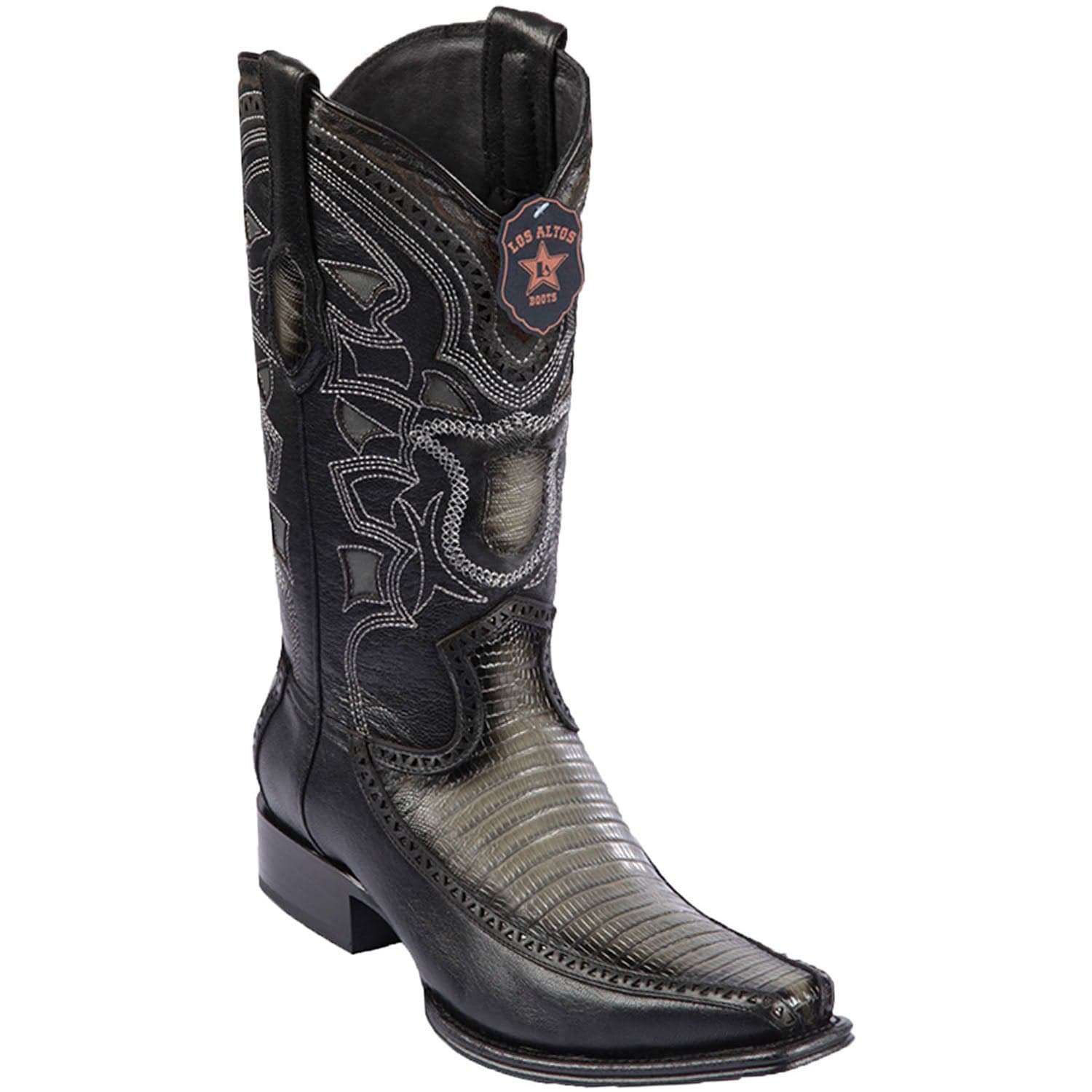 Men's Los Altos Lizard and Deer Skin European Square Toe Boots 76F07 - 6