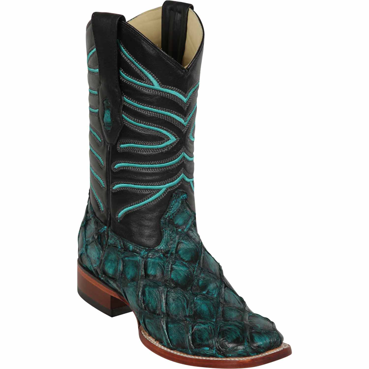 Men's Los Altos Monster Fish Skin Wide Square Toe Boots 82210-A - 6