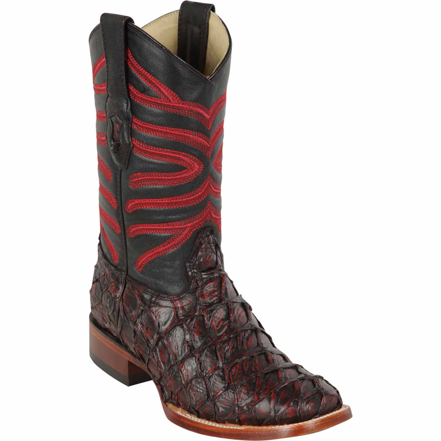 Men's Los Altos Monster Fish Skin Wide Square Toe Boots 82210-B - 6