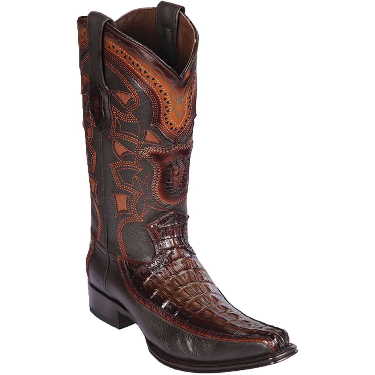 Men's Los Altos Original Caiman Tail and Deer European Square Toe Boots 76F01 - 6