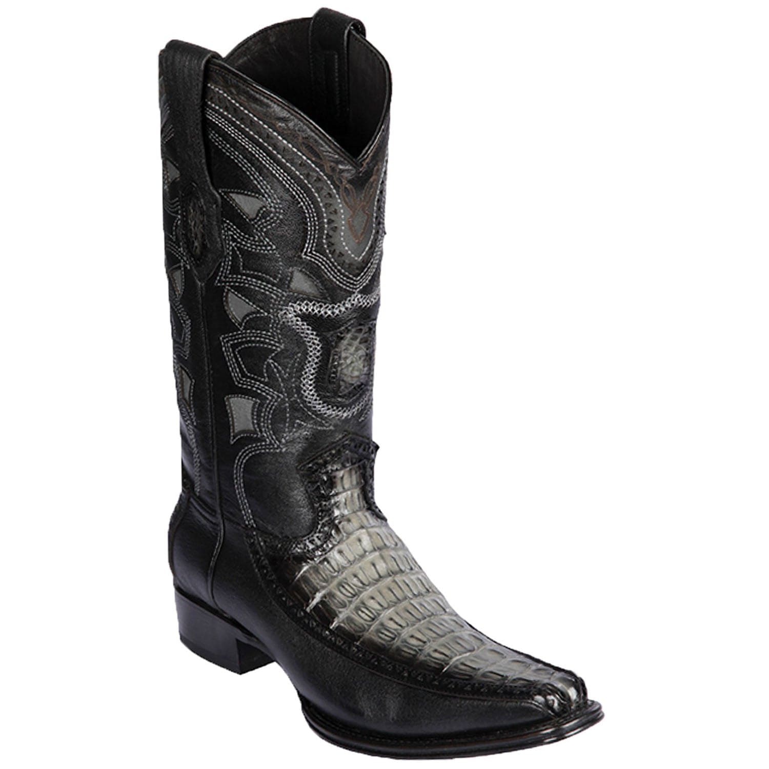 Men's Los Altos Original Caiman Tail and Deer European Square Toe Boots 76F01 - 6