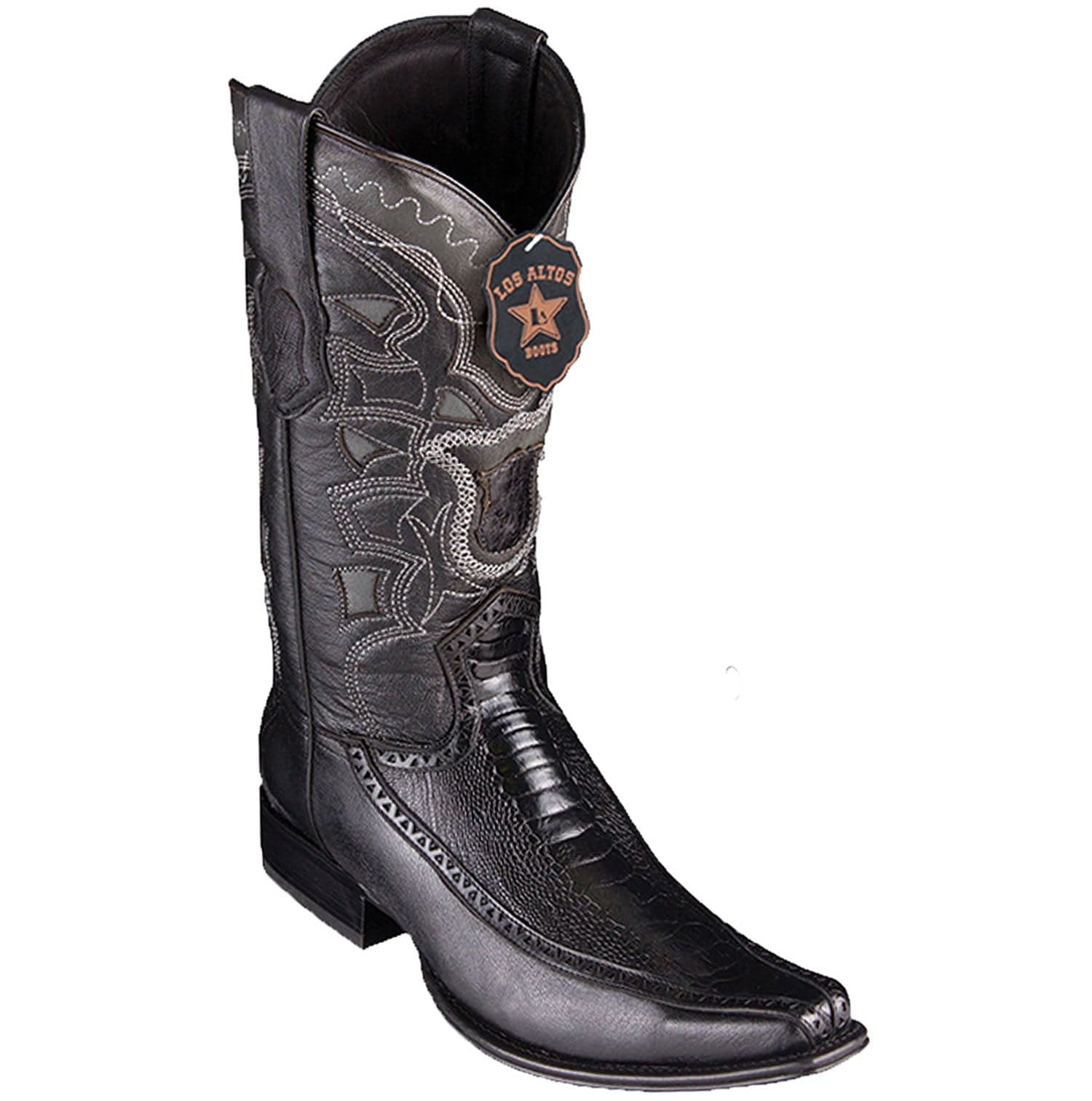 Men's Los Altos Original Ostrich Leg and Deer European Square Toe Boots 76F05 - 6