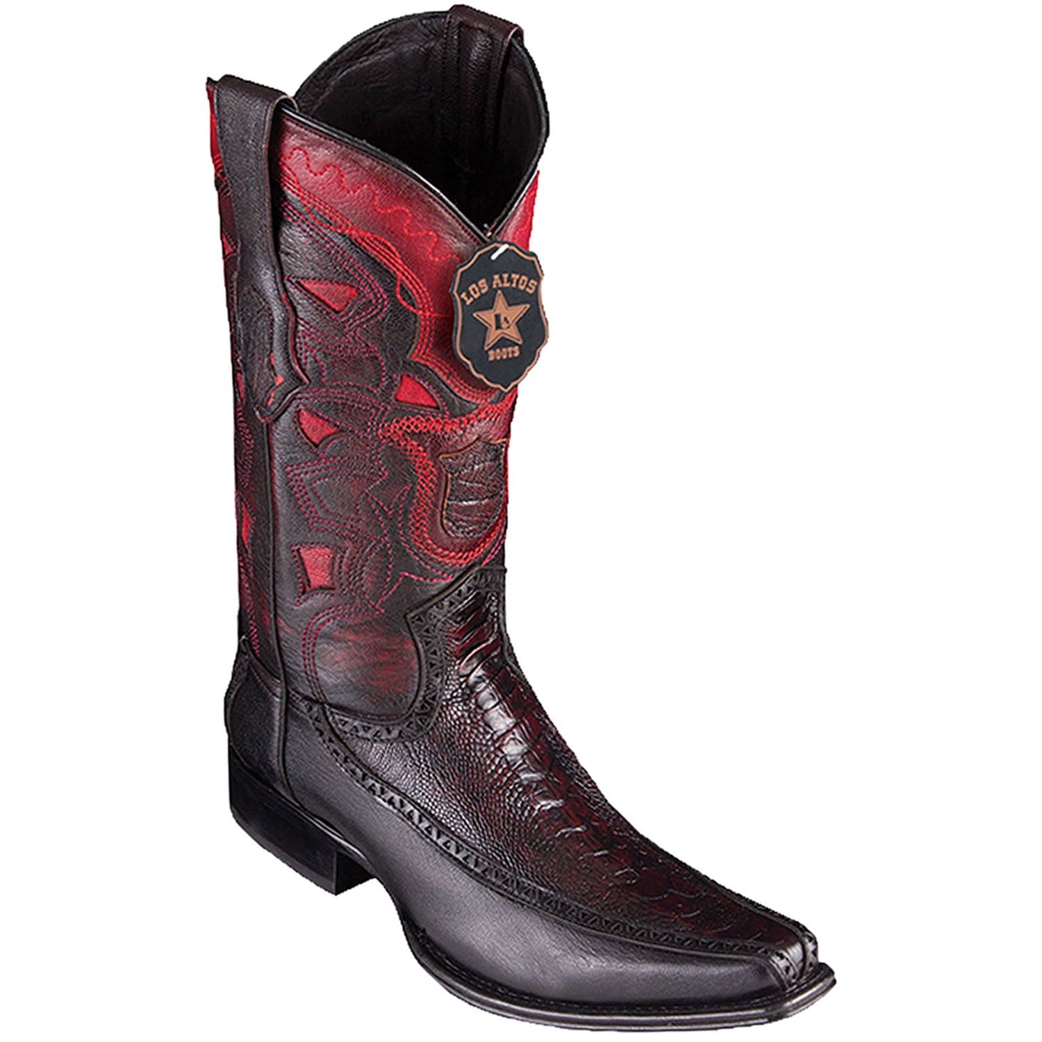 Men's Los Altos Original Ostrich Leg and Deer European Square Toe Boots 76F05 - 6