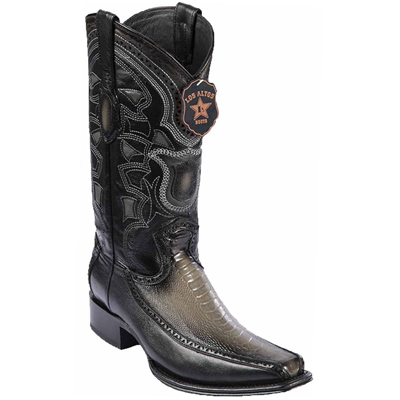 Men's Los Altos Original Ostrich Leg and Deer European Square Toe Boots 76F05 - 6