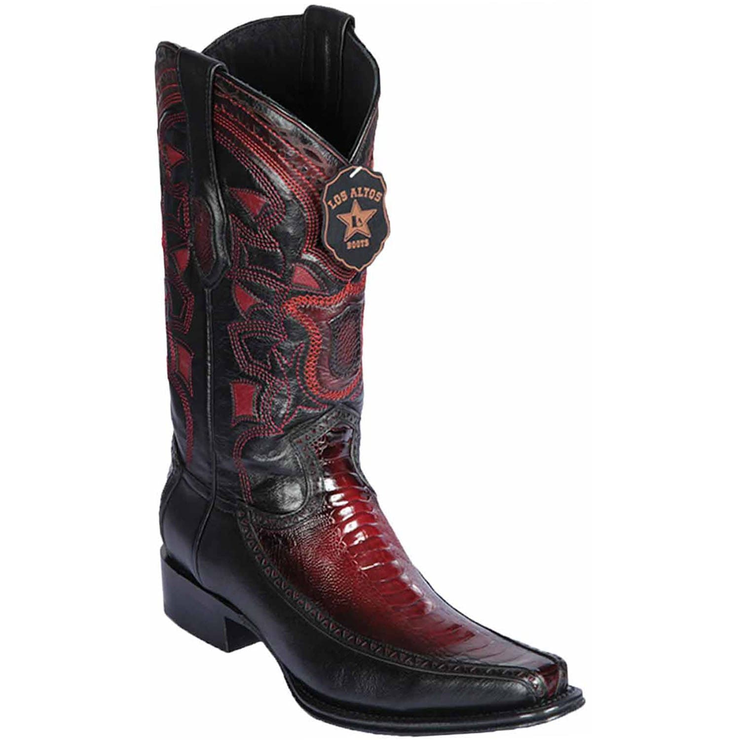 Men's Los Altos Original Ostrich Leg and Deer European Square Toe Boots 76F05 - 6