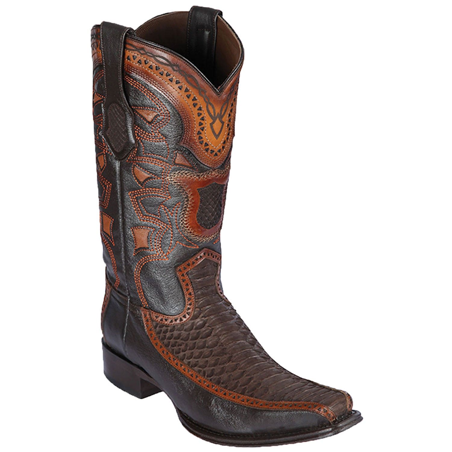 Men's Los Altos Python and Deer European Square Toe Boots 76FN57 - 6