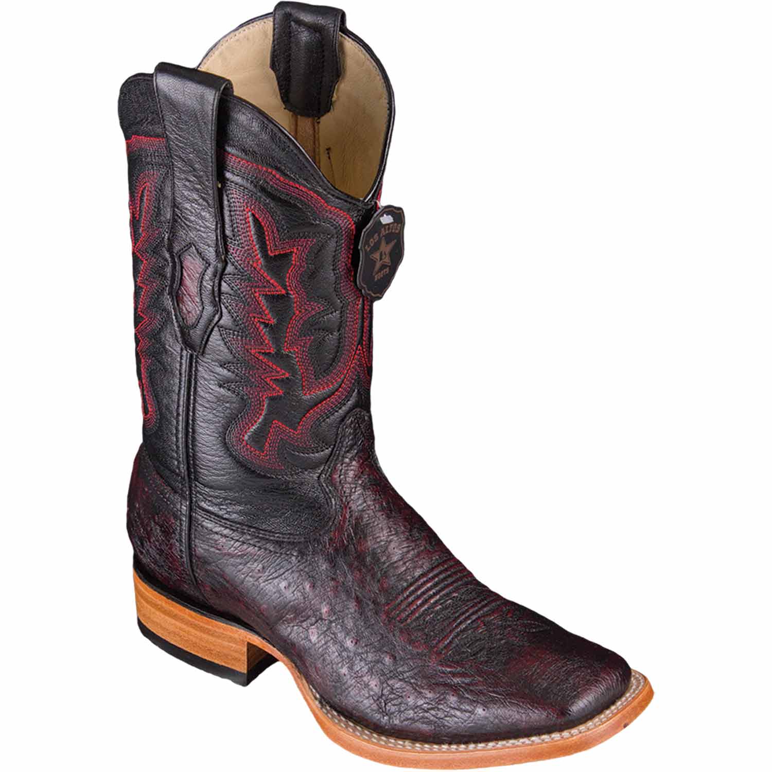 Los Altos Men's Wide Square Toe Ostrich Short Boots - Brown 82BV0359 main image 1