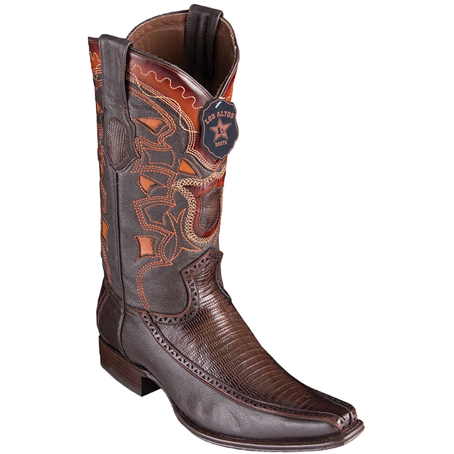 Men's Los Altos Lizard and Deer Skin European Square Toe Boots 76F07 - 6