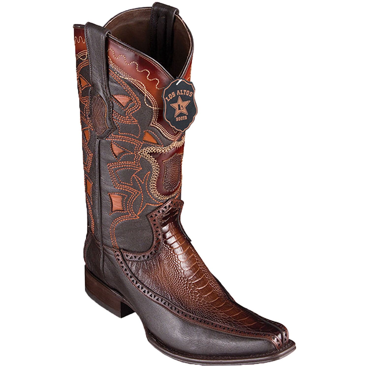 Men's Los Altos Original Ostrich Leg and Deer European Square Toe Boots 76F05 - 6