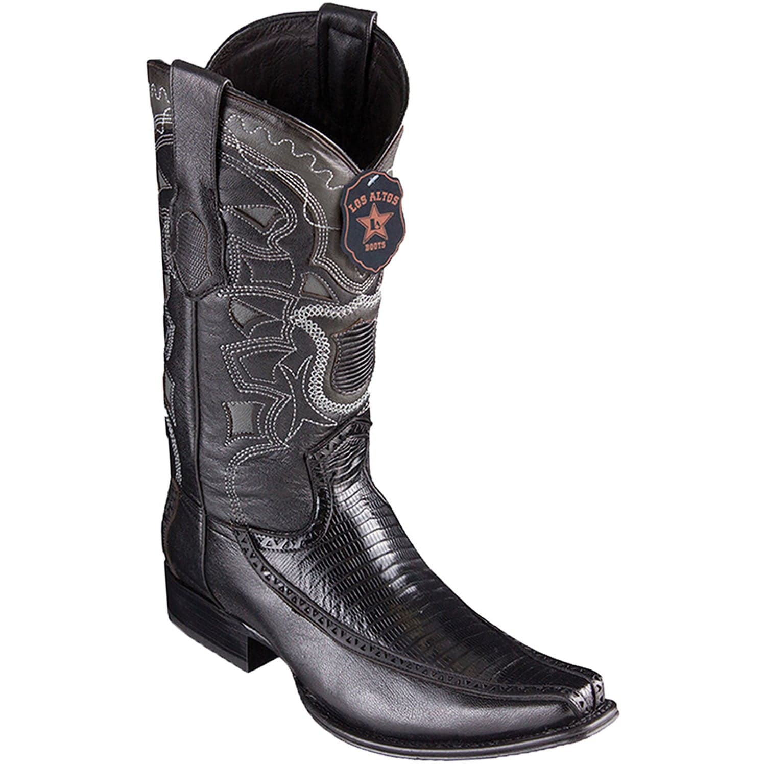 Men's Los Altos Lizard and Deer Skin European Square Toe Boots 76F07 - 6