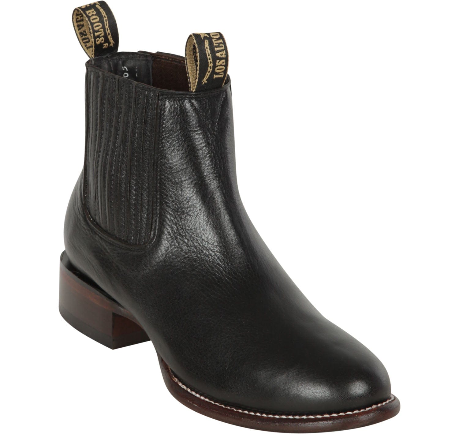 Los Altos Men's Round Toe Leather Short Boots Black LAB-50B21 - 6