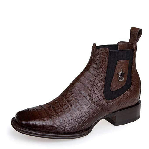 Los Altos Men's Wide Square Toe Caiman Belly Short Boots 82BV82