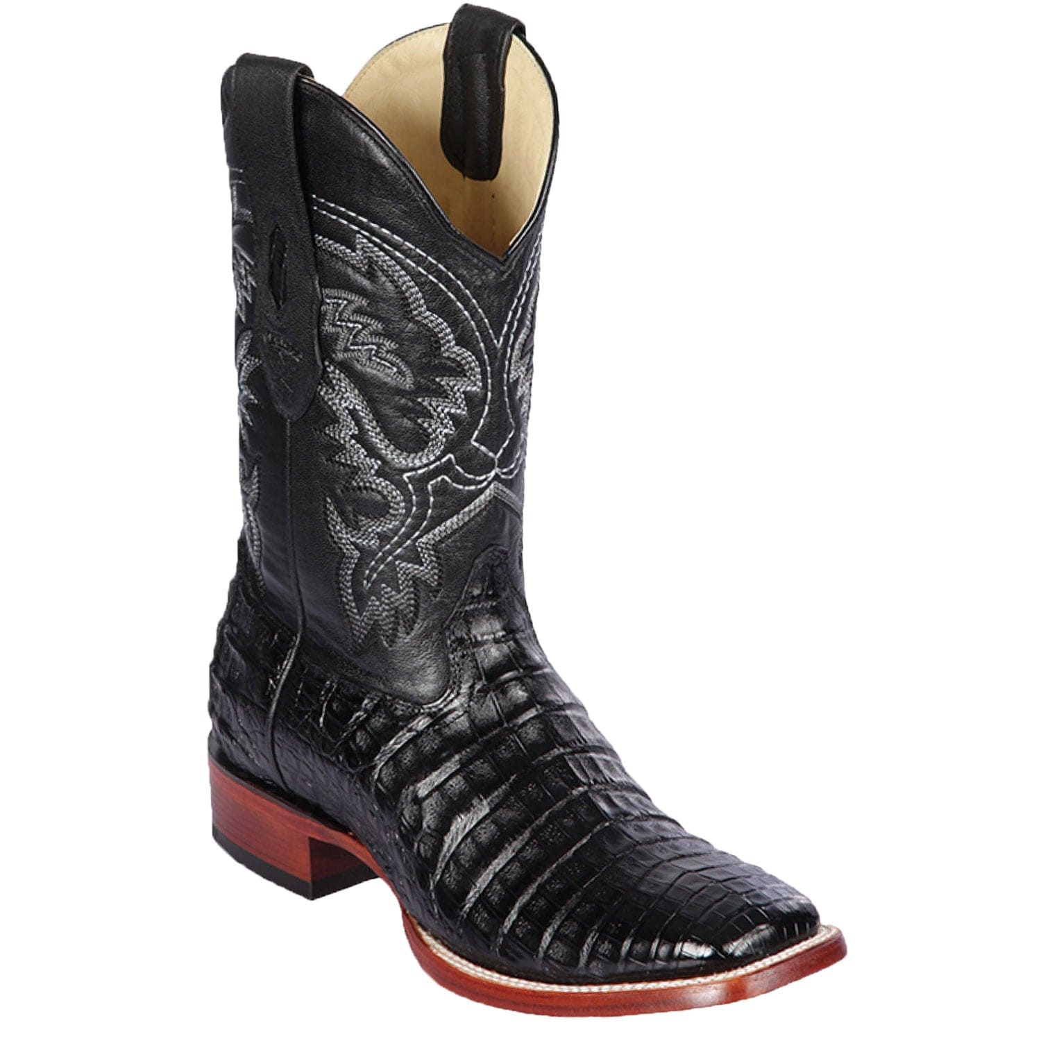 Men's Los Altos Caiman Belly Skin Wide Square Toe Boots 82282-A - 6
