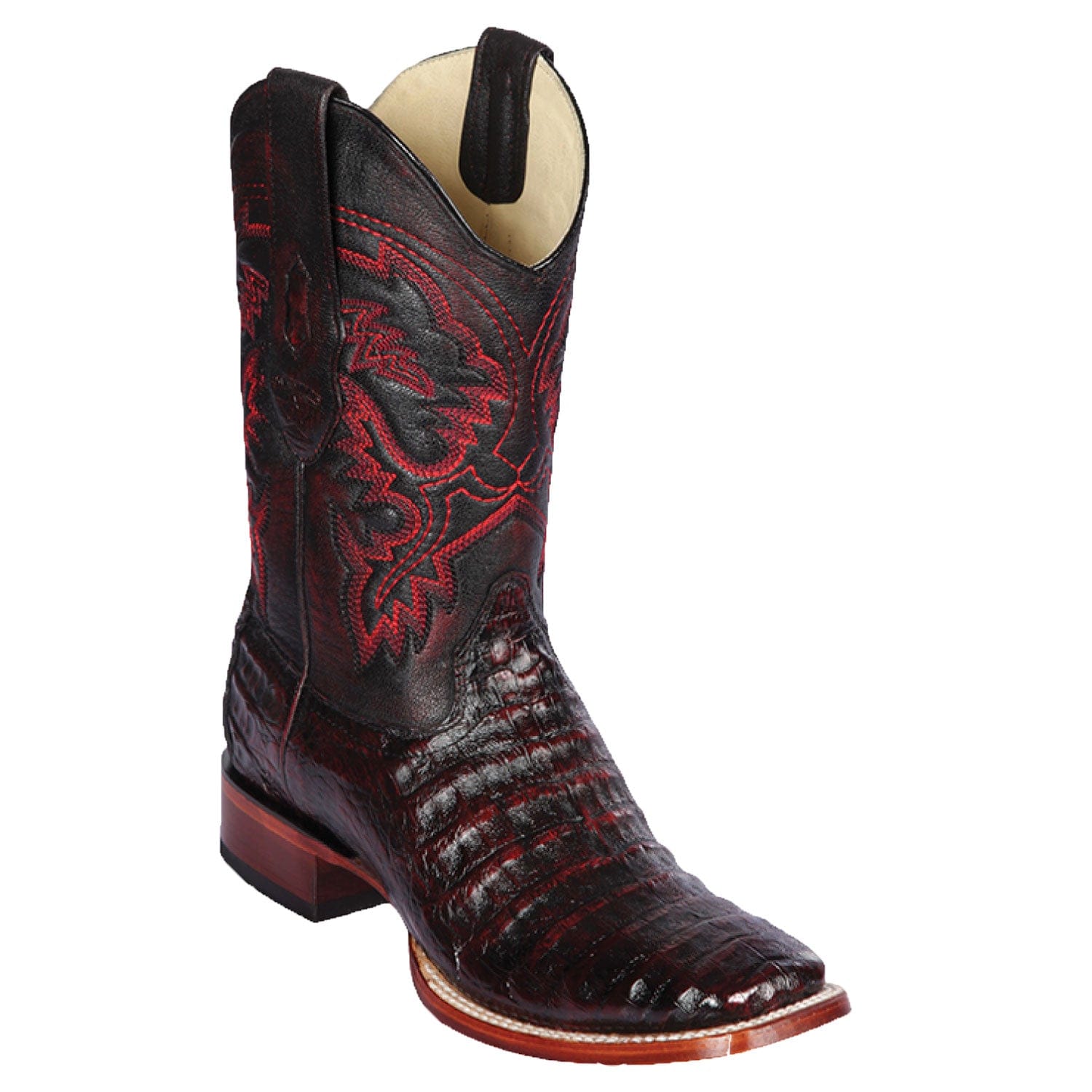 Men's Los Altos Caiman Belly Skin Wide Square Toe Boots 82282-A - 6