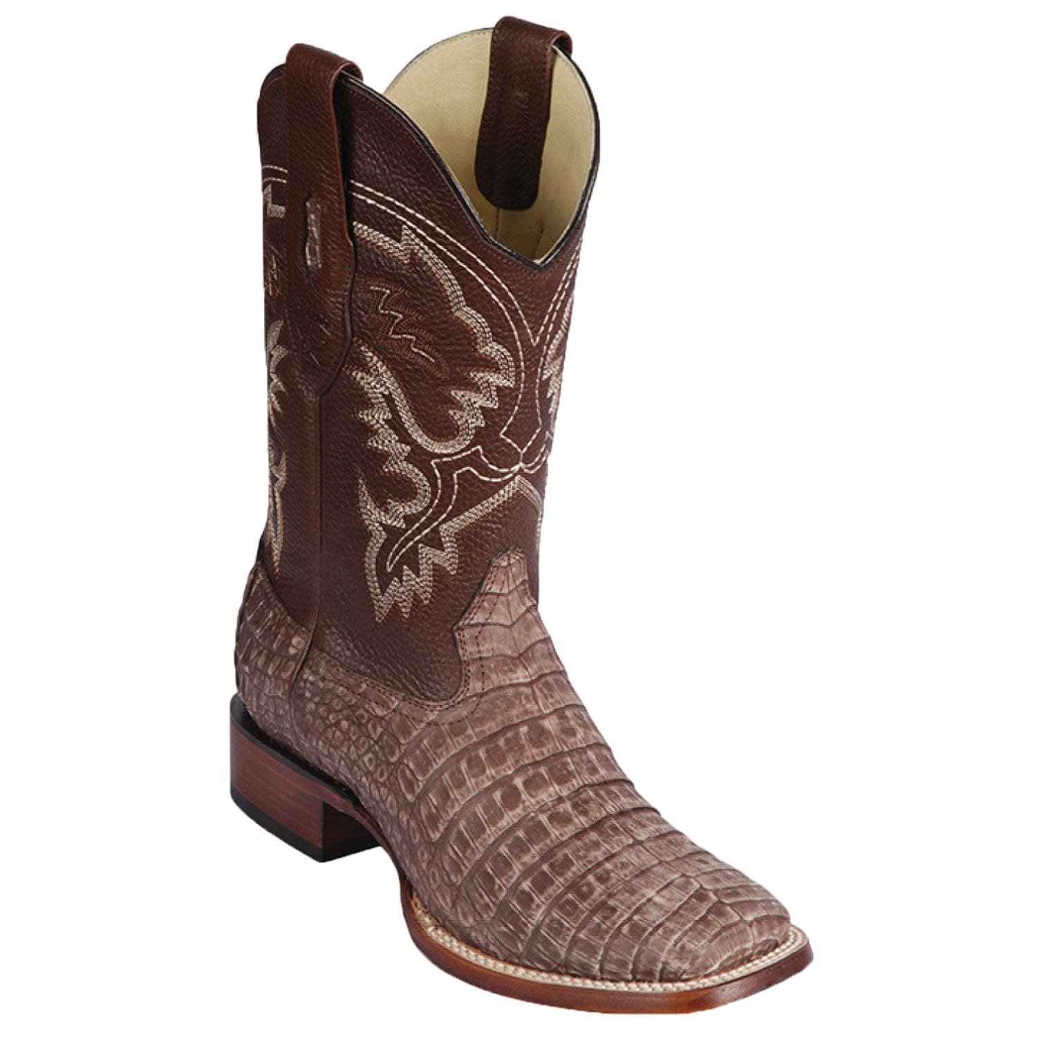Men's Los Altos Caiman Belly Skin Wide Square Toe Boots 82282-B - 6