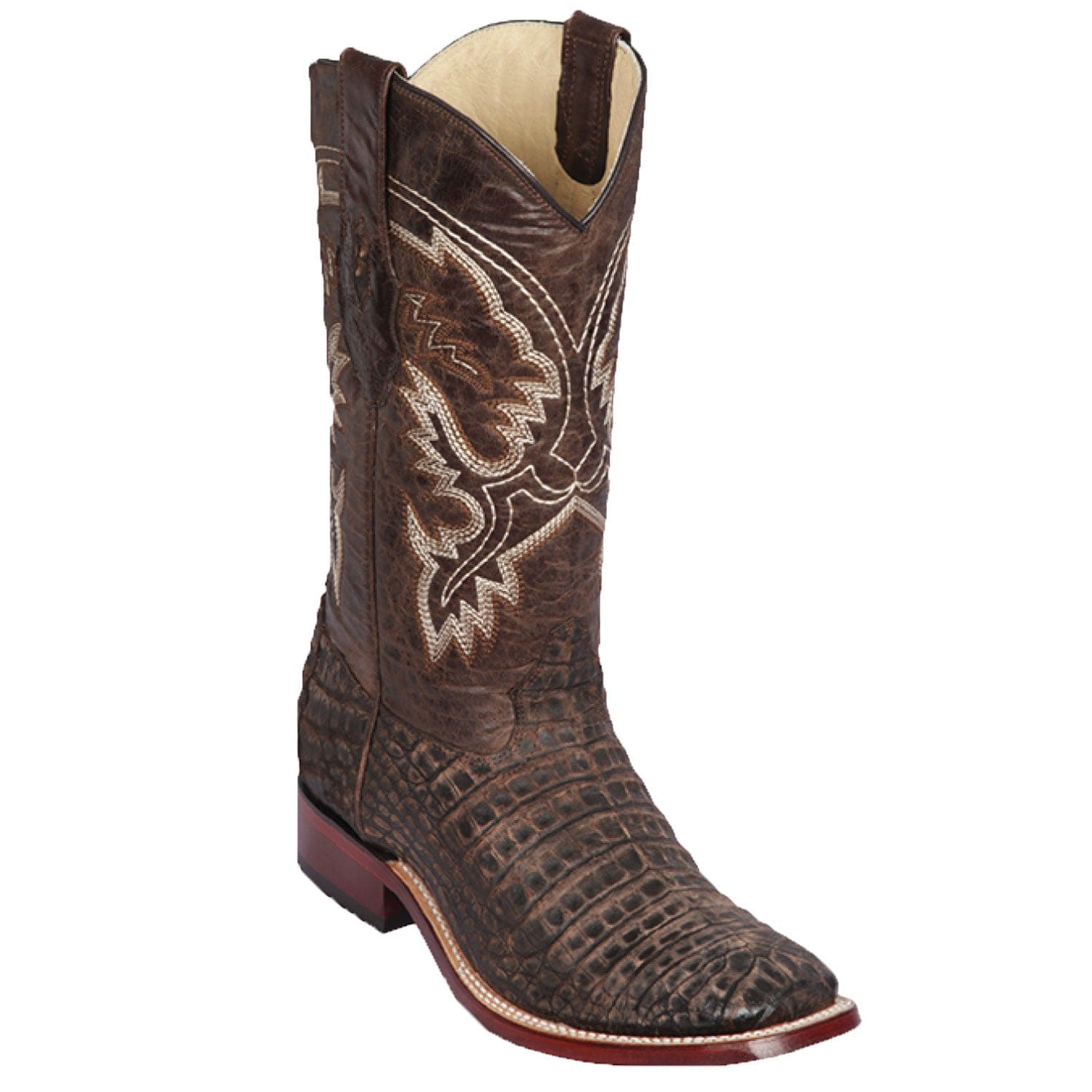Men's Los Altos Caiman Belly Skin Wide Square Toe Boots 82282-B - 6