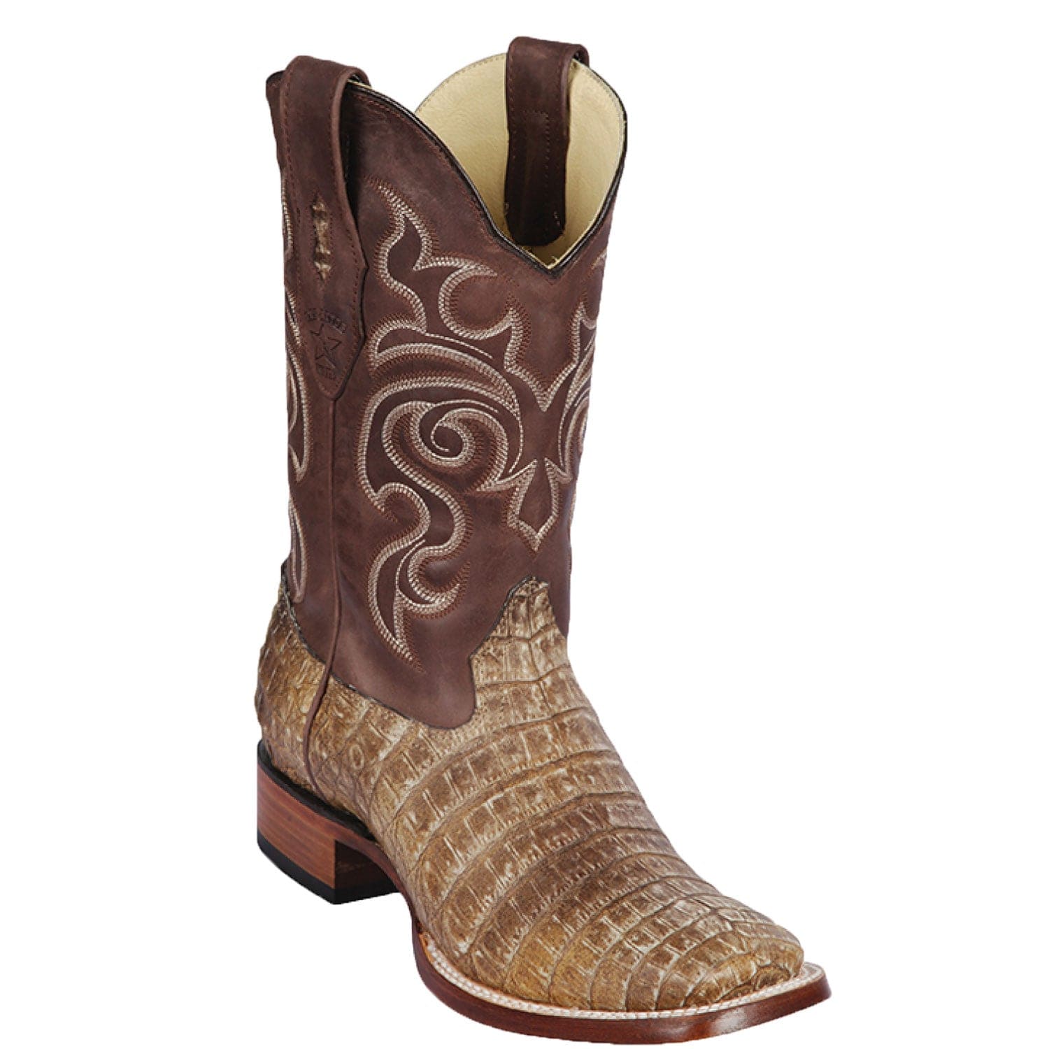 Men's Los Altos Caiman Belly Skin Wide Square Toe Boots 82282-B - 6
