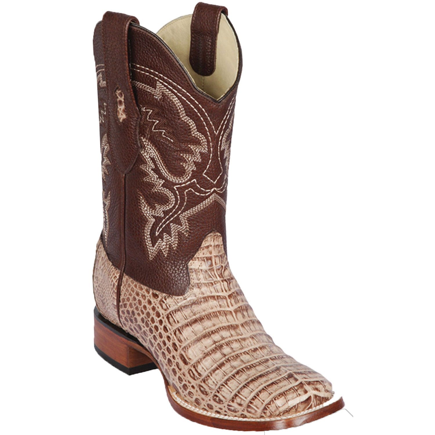 Men's Los Altos Caiman Belly Skin Wide Square Toe Boots 82282-B - 6