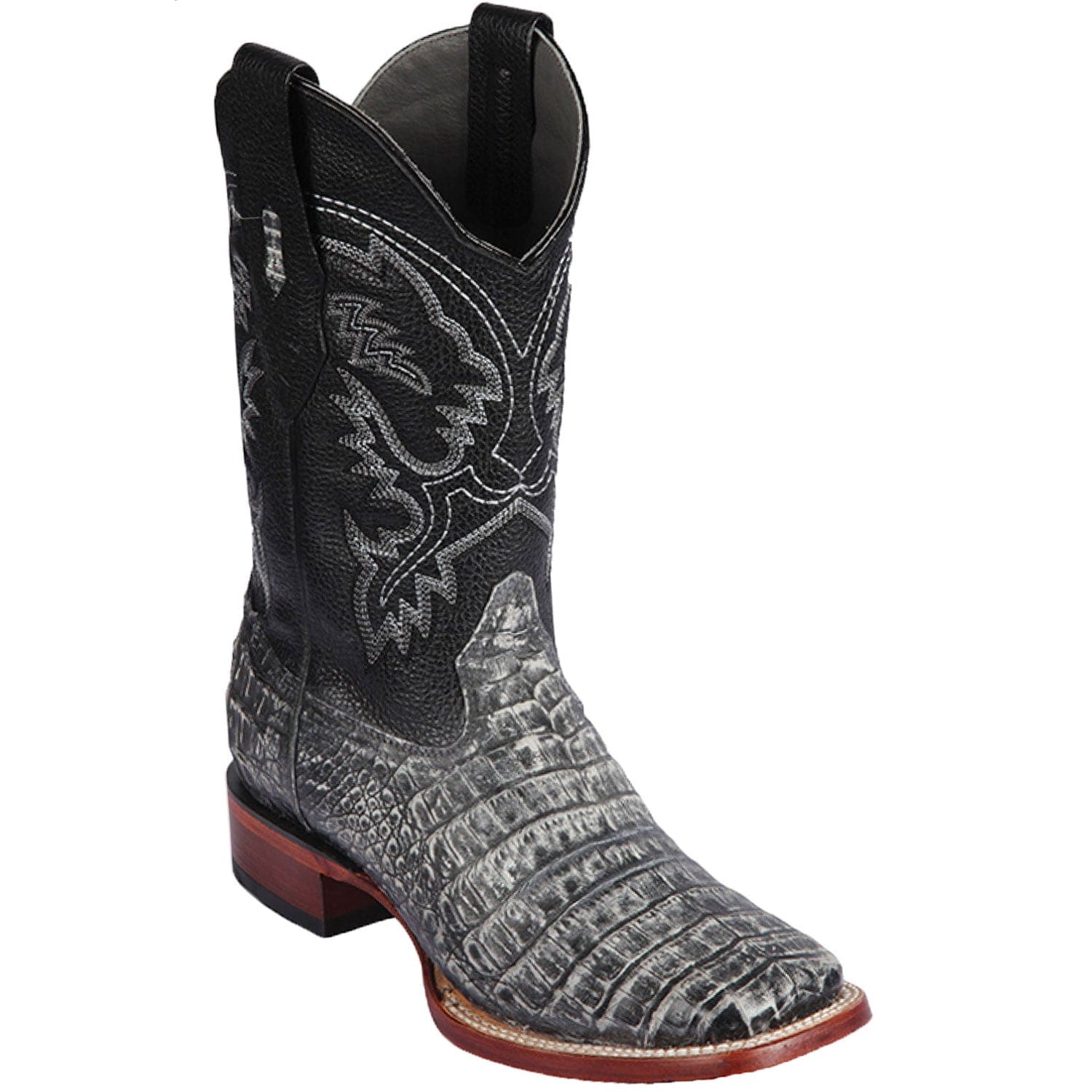 Men's Los Altos Caiman Belly Skin Wide Square Toe Boots 82282-B - 6