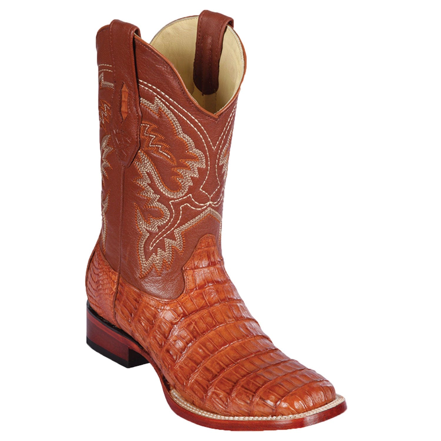 Men's Los Altos Caiman Belly Skin Wide Square Toe Boots 822A82 - 6