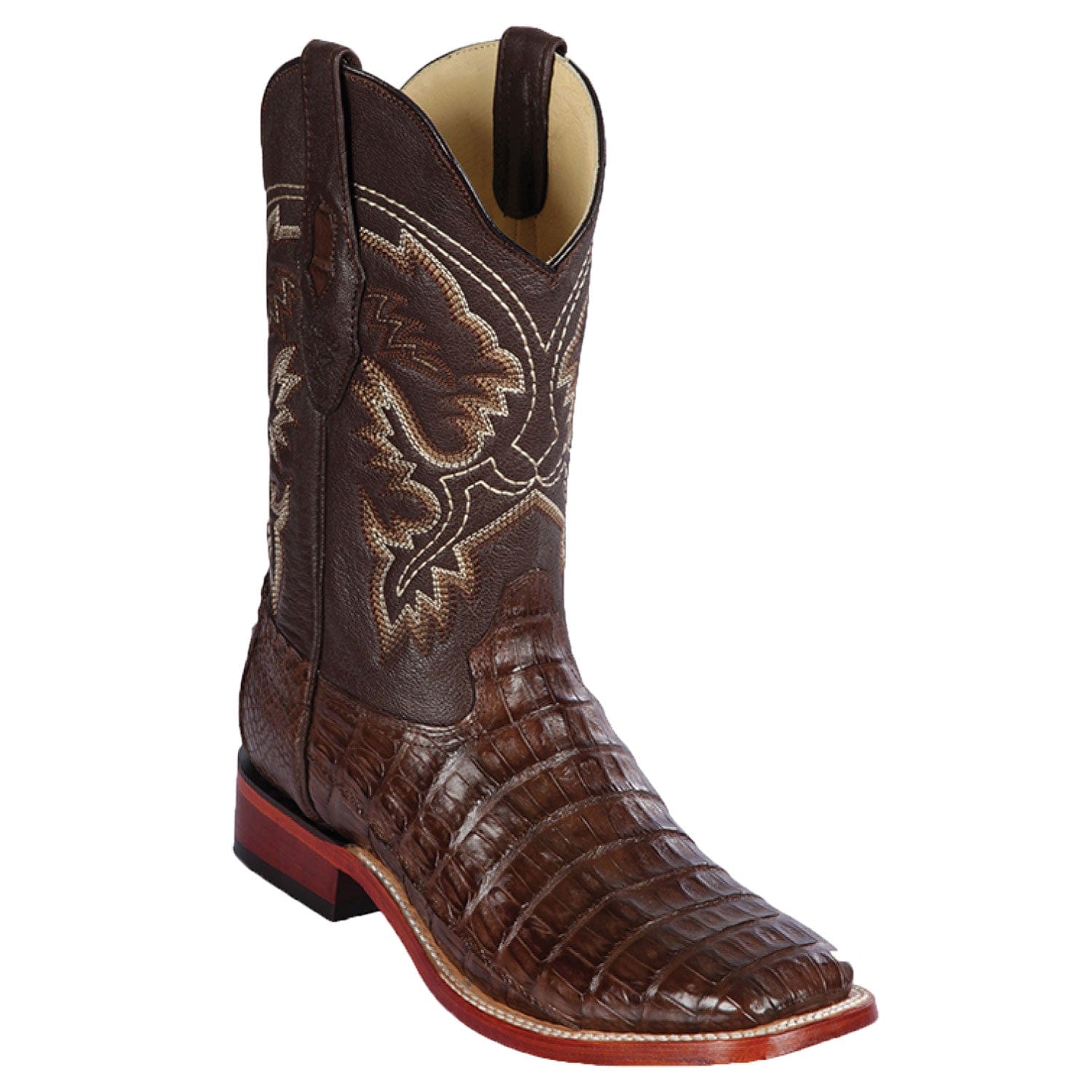 Men's Los Altos Caiman Belly Skin Wide Square Toe Boots 822A82 - 6