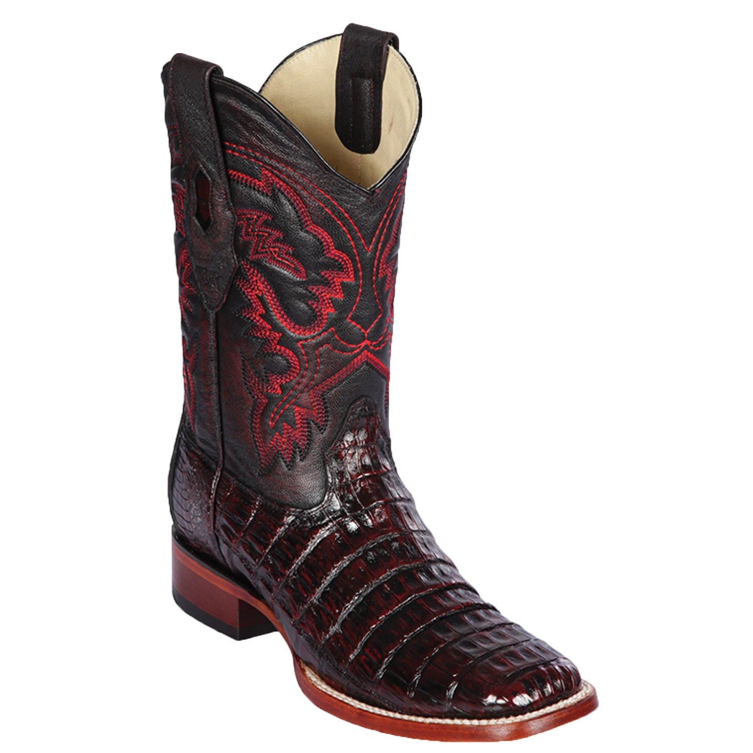 Men's Los Altos Caiman Belly Skin Wide Square Toe Boots 822A82 - 6